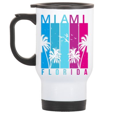 Retro Miami Florida Summer Neon Colors Stainless Steel Travel Mug