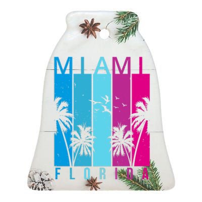 Retro Miami Florida Summer Neon Colors Ceramic Bell Ornament