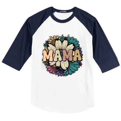 Retro Mama Floral Vintage Mom Flower Baseball Sleeve Shirt