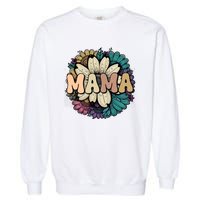 Retro Mama Floral Vintage Mom Flower Garment-Dyed Sweatshirt