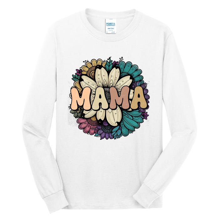 Retro Mama Floral Vintage Mom Flower Tall Long Sleeve T-Shirt