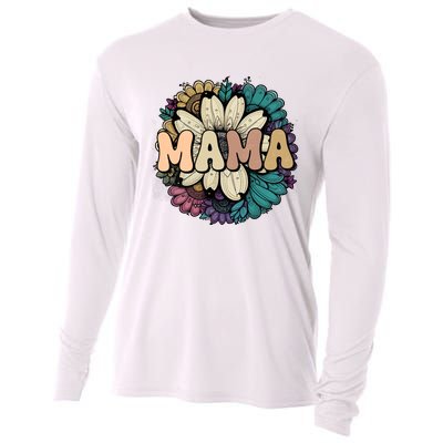 Retro Mama Floral Vintage Mom Flower Cooling Performance Long Sleeve Crew