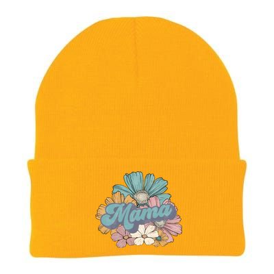 Retro Mama Floral Vintage Mom Flower Knit Cap Winter Beanie