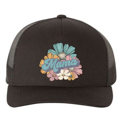 Retro Mama Floral Vintage Mom Flower Yupoong Adult 5-Panel Trucker Hat