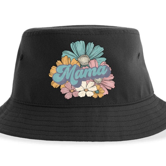 Retro Mama Floral Vintage Mom Flower Sustainable Bucket Hat