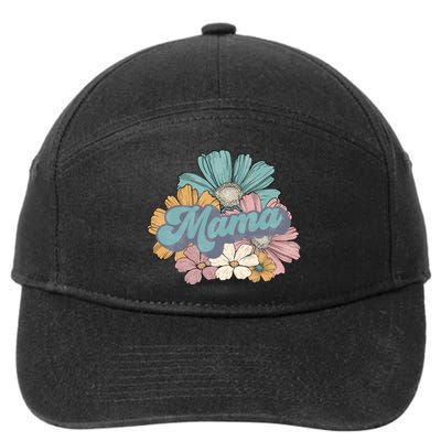 Retro Mama Floral Vintage Mom Flower 7-Panel Snapback Hat