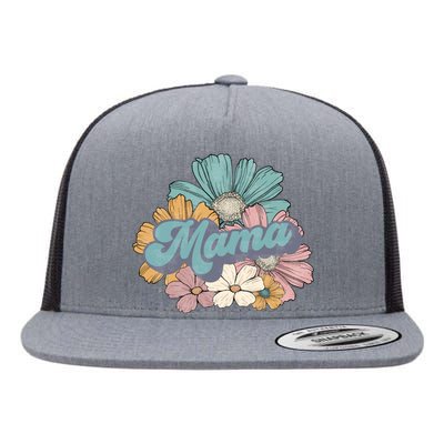 Retro Mama Floral Vintage Mom Flower Flat Bill Trucker Hat