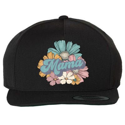 Retro Mama Floral Vintage Mom Flower Wool Snapback Cap