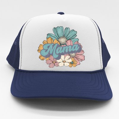 Retro Mama Floral Vintage Mom Flower Trucker Hat