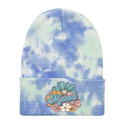 Retro Mama Floral Vintage Mom Flower Tie Dye 12in Knit Beanie