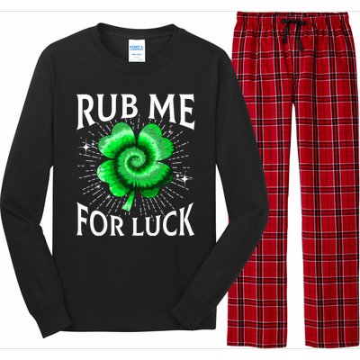 Rub Me For Luck St Patricks Day Lucky Irish Shamrock Tie Dye Long Sleeve Pajama Set