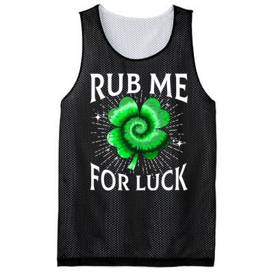 Rub Me For Luck St Patricks Day Lucky Irish Shamrock Tie Dye Mesh Reversible Basketball Jersey Tank