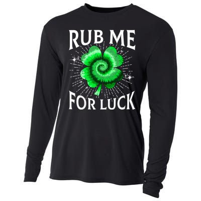 Rub Me For Luck St Patricks Day Lucky Irish Shamrock Tie Dye Cooling Performance Long Sleeve Crew