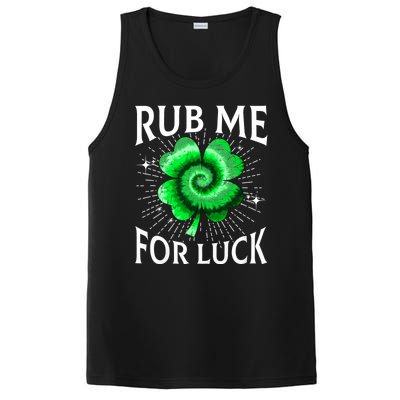 Rub Me For Luck St Patricks Day Lucky Irish Shamrock Tie Dye PosiCharge Competitor Tank