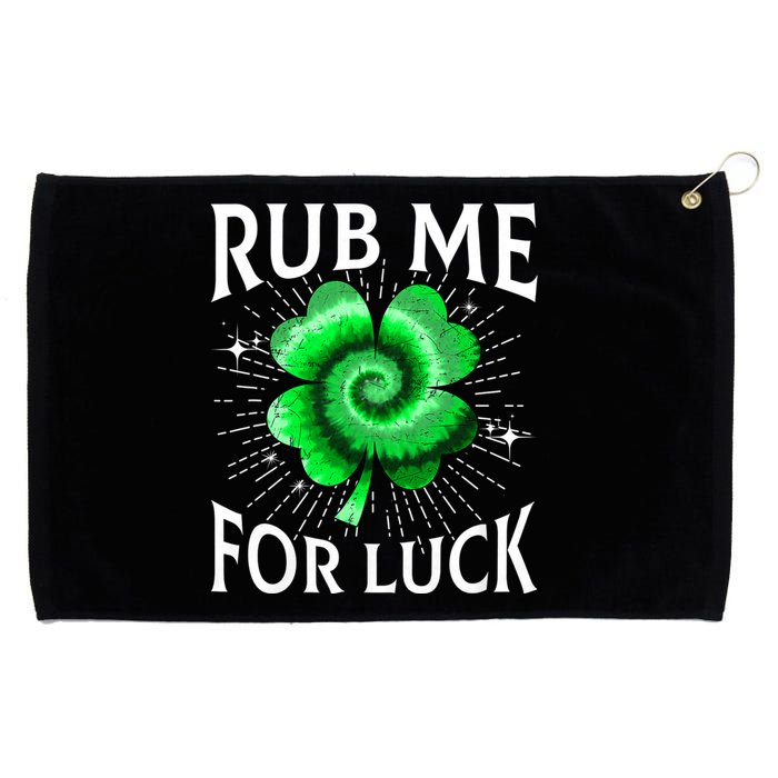 Rub Me For Luck St Patricks Day Lucky Irish Shamrock Tie Dye Grommeted Golf Towel