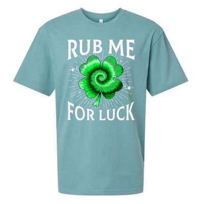 Rub Me For Luck St Patricks Day Lucky Irish Shamrock Tie Dye Sueded Cloud Jersey T-Shirt