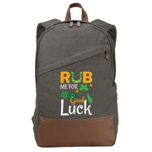 Rub Me For Good Luck St Patricks Day Cotton Canvas Backpack