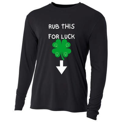Rub Me For Luck Funny Design Funny Saint Patricks Day Cooling Performance Long Sleeve Crew