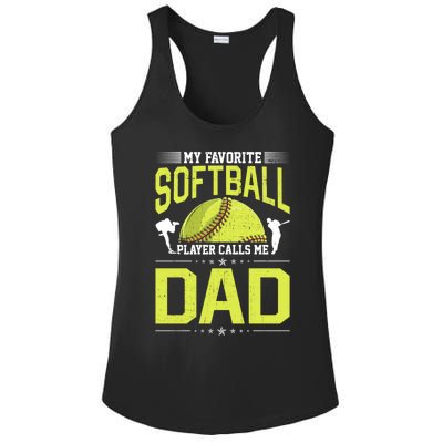 Retro My Favorite Softball Player Calls Me Dad Softball Funny Gift Ladies PosiCharge Competitor Racerback Tank