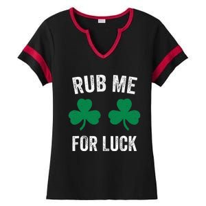 Rub Me For Luck Funny St. Patricks Day Party Irish Ladies Halftime Notch Neck Tee