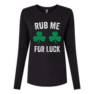 Rub Me For Luck Funny St. Patricks Day Party Irish Womens Cotton Relaxed Long Sleeve T-Shirt