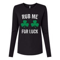 Rub Me For Luck Funny St. Patricks Day Party Irish Womens Cotton Relaxed Long Sleeve T-Shirt