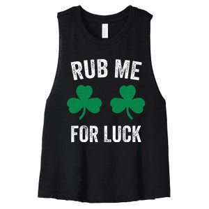 Rub Me For Luck Funny St. Patricks Day Party Irish Women's Racerback Cropped Tank