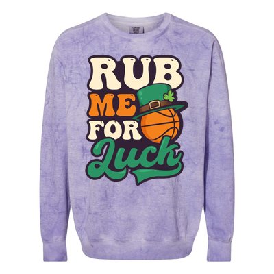 Rub Me For Luck Design St Patricks Basketball Gift Colorblast Crewneck Sweatshirt