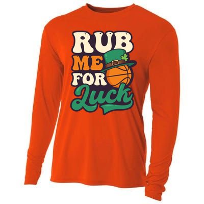 Rub Me For Luck Design St Patricks Basketball Gift Cooling Performance Long Sleeve Crew