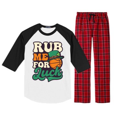 Rub Me For Luck Design St Patricks Basketball Gift Raglan Sleeve Pajama Set