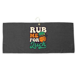 Rub Me For Luck Design St Patricks Basketball Gift Large Microfiber Waffle Golf Towel