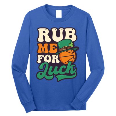 Rub Me For Luck Design St Patricks Basketball Gift Long Sleeve Shirt