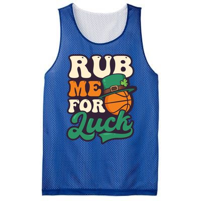 Rub Me For Luck Design St Patricks Basketball Gift Mesh Reversible Basketball Jersey Tank