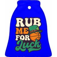 Rub Me For Luck Design St Patricks Basketball Gift Ceramic Bell Ornament