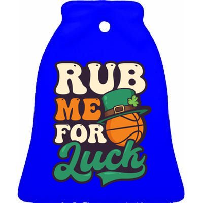 Rub Me For Luck Design St Patricks Basketball Gift Ceramic Bell Ornament