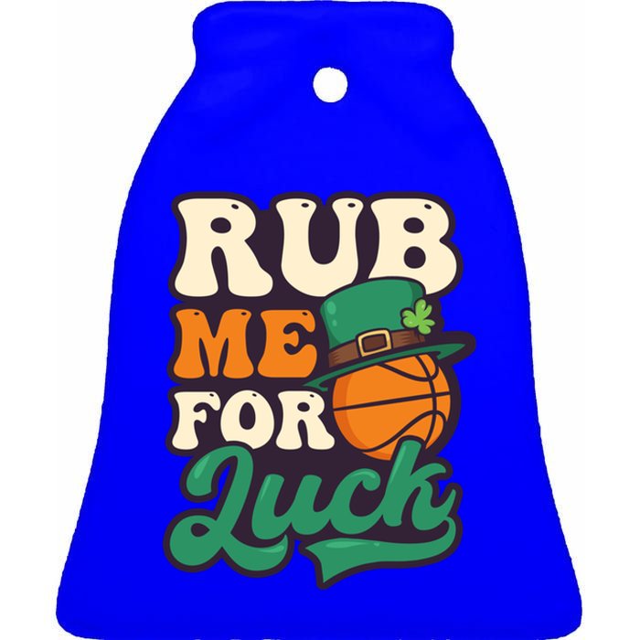 Rub Me For Luck Design St Patricks Basketball Gift Ceramic Bell Ornament