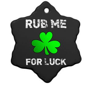 Rub Me For Luck Funny Clover St. Saint Patrick's Day Ceramic Star Ornament