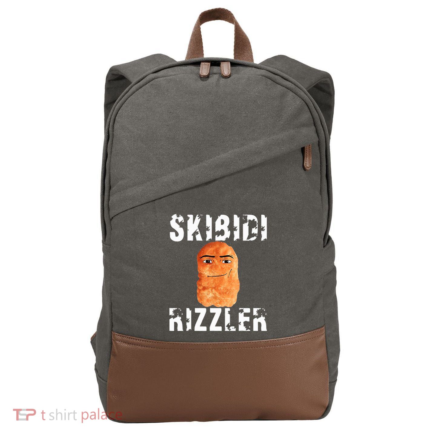 Rizzler Meme Funny Memes Brainrot Memes Rizz Cotton Canvas Backpack