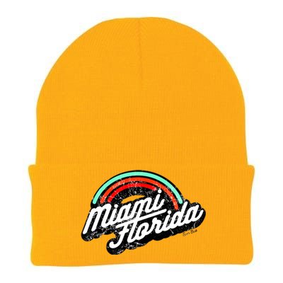 Retro Miami Florida Logo Sun Bae Knit Cap Winter Beanie