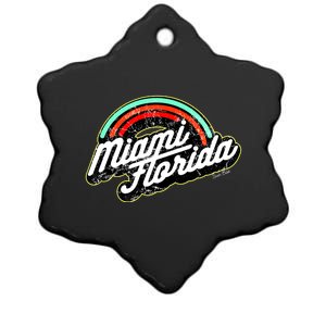 Retro Miami Florida Logo Sun Bae Ceramic Star Ornament