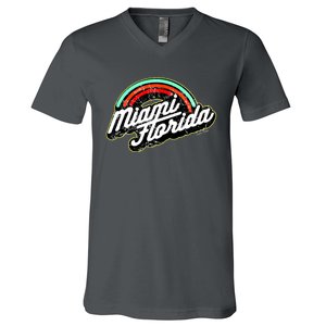 Retro Miami Florida Logo Sun Bae V-Neck T-Shirt