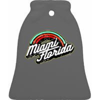 Retro Miami Florida Logo Sun Bae Ceramic Bell Ornament