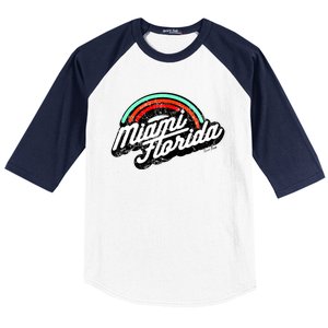 Retro Miami Florida Logo Sun Bae Baseball Sleeve Shirt