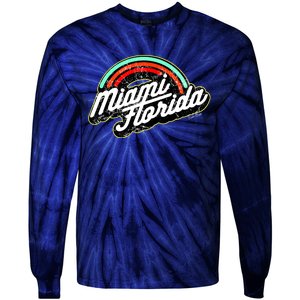 Retro Miami Florida Logo Sun Bae Tie-Dye Long Sleeve Shirt