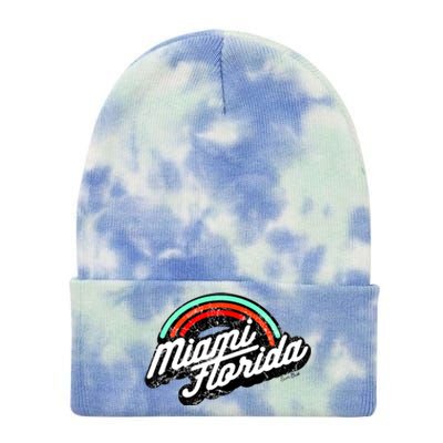 Retro Miami Florida Logo Sun Bae Tie Dye 12in Knit Beanie