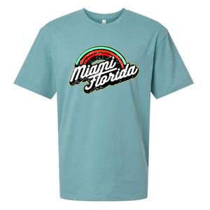 Retro Miami Florida Logo Sun Bae Sueded Cloud Jersey T-Shirt