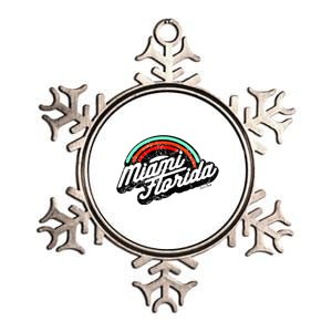 Retro Miami Florida Logo Sun Bae Metallic Star Ornament