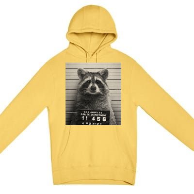 Raccoon Mugshot Funny Parody Premium Pullover Hoodie