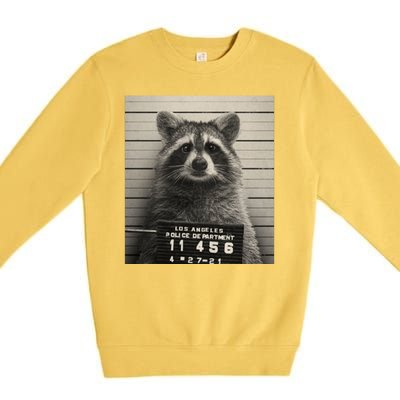 Raccoon Mugshot Funny Parody Premium Crewneck Sweatshirt