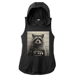 Raccoon Mugshot Funny Parody Ladies PosiCharge Tri-Blend Wicking Draft Hoodie Tank